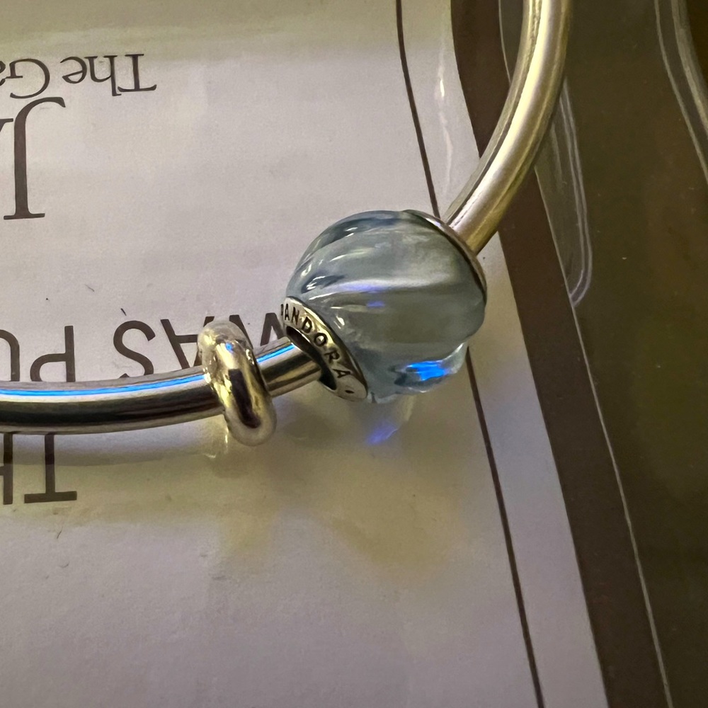 Pandora Geometric Faceted Crystal Charm In light blue